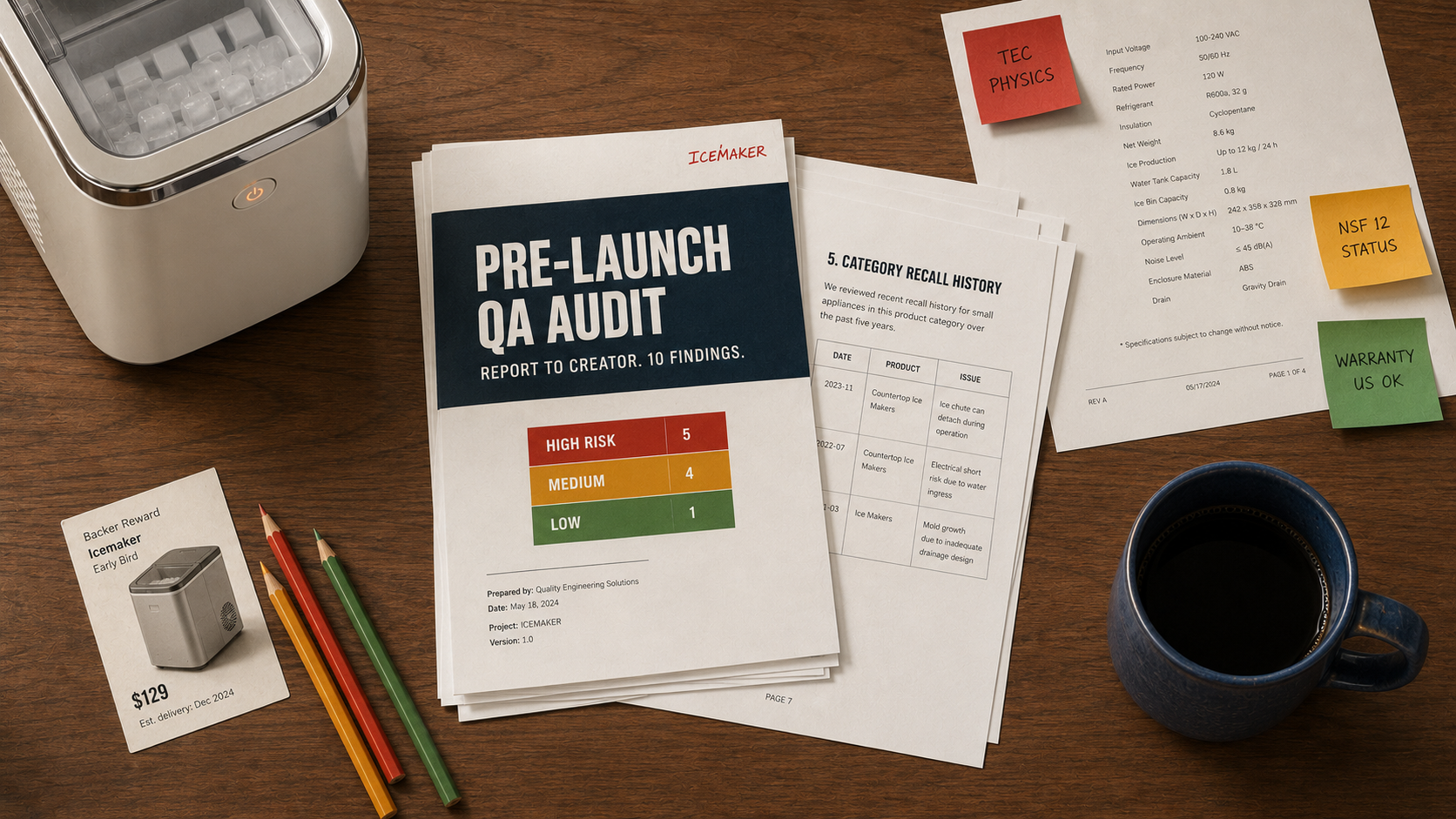 How the Pre-Launch QA Audit Reads a Kickstarter Icemaker Spec Sheet